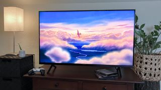 A cloud scene with a plane on a Sony Bravia 3 LED TV