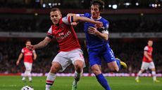 Jack Wilshere and Leighton Baines go shoulder-to-shoulder at the Emirates