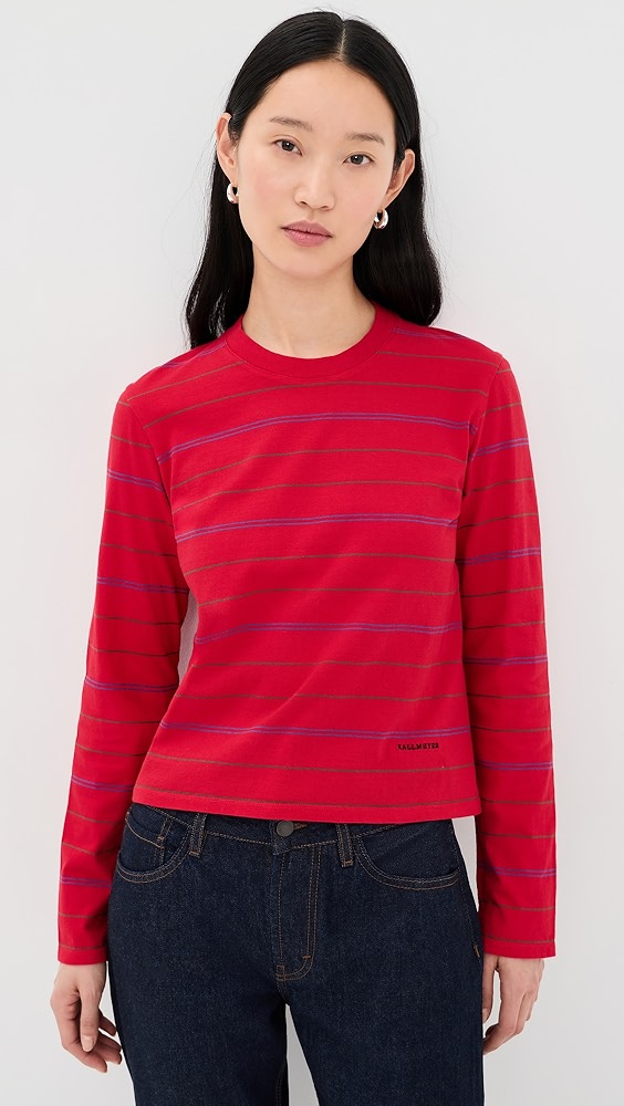 Wynn Long Sleeve Tee - Crimson Multi Stripe