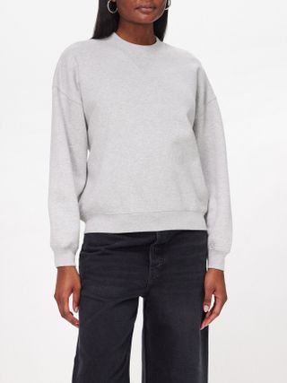Dropped-shoulder cotton-blend jersey sweatshirt