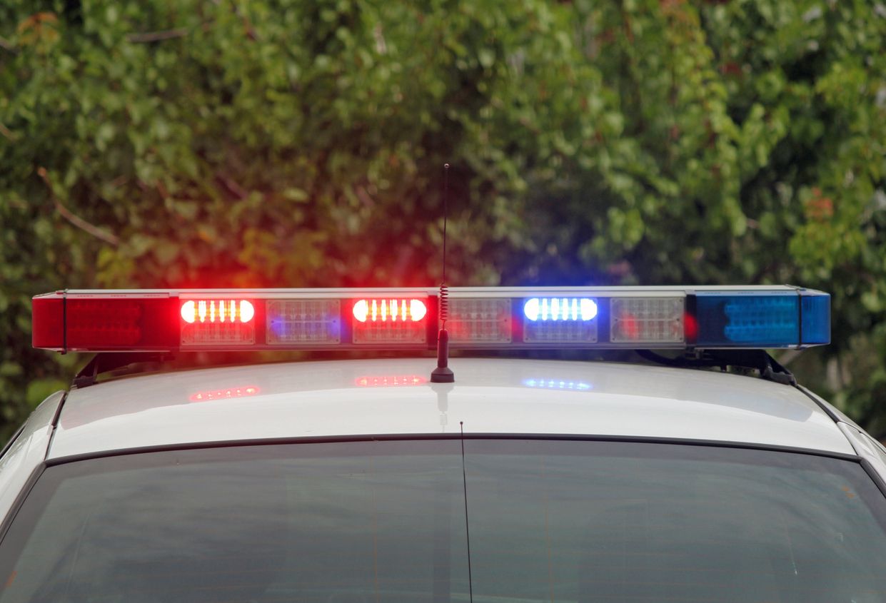 Lights on roof of police car.