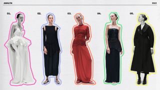 A graphic of five looks from Ashlyn Spring Summer 2025