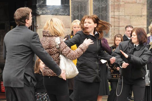 Tracy causes a scene at Blanche&#039;s funeral