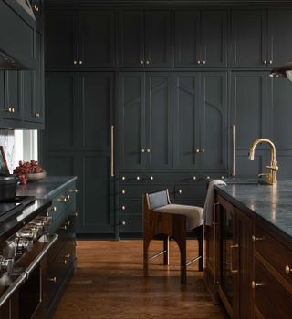 A dark grey kitchen