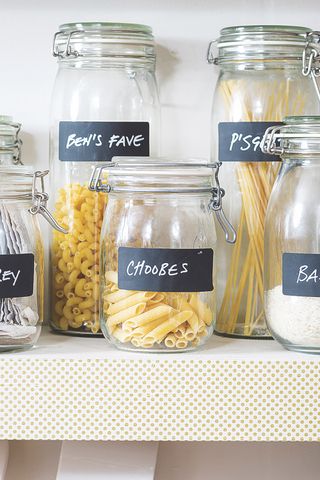 labelled food storage jars