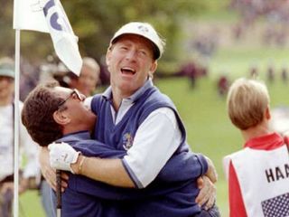 Bernard Gallacher celebrates with Philip Walton in 1995