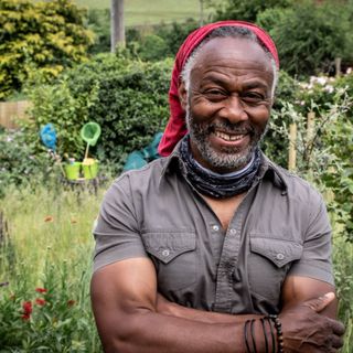 A photo of Danny Clarke, aka The Black gardener, in his garden