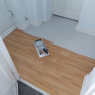 hallway floor painted from white to frenchic