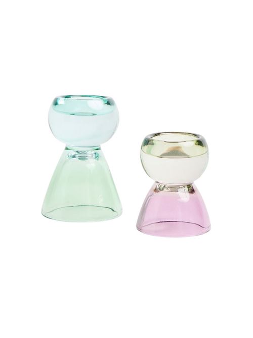 Deva Glass Tealight Holders, Set of 2