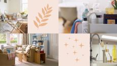 composite of home cleaning and tidying images 