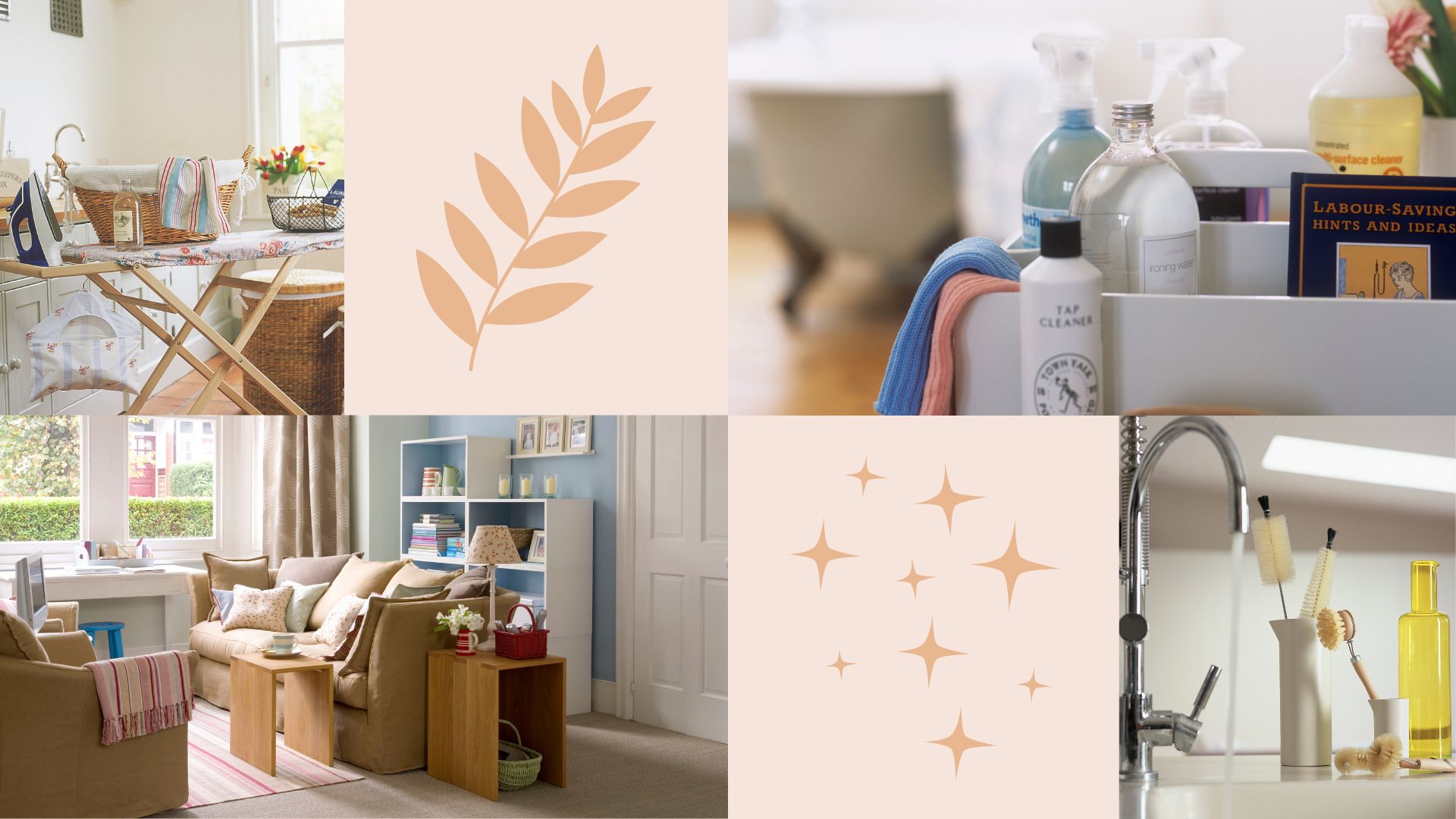 composite of home cleaning and tidying images 