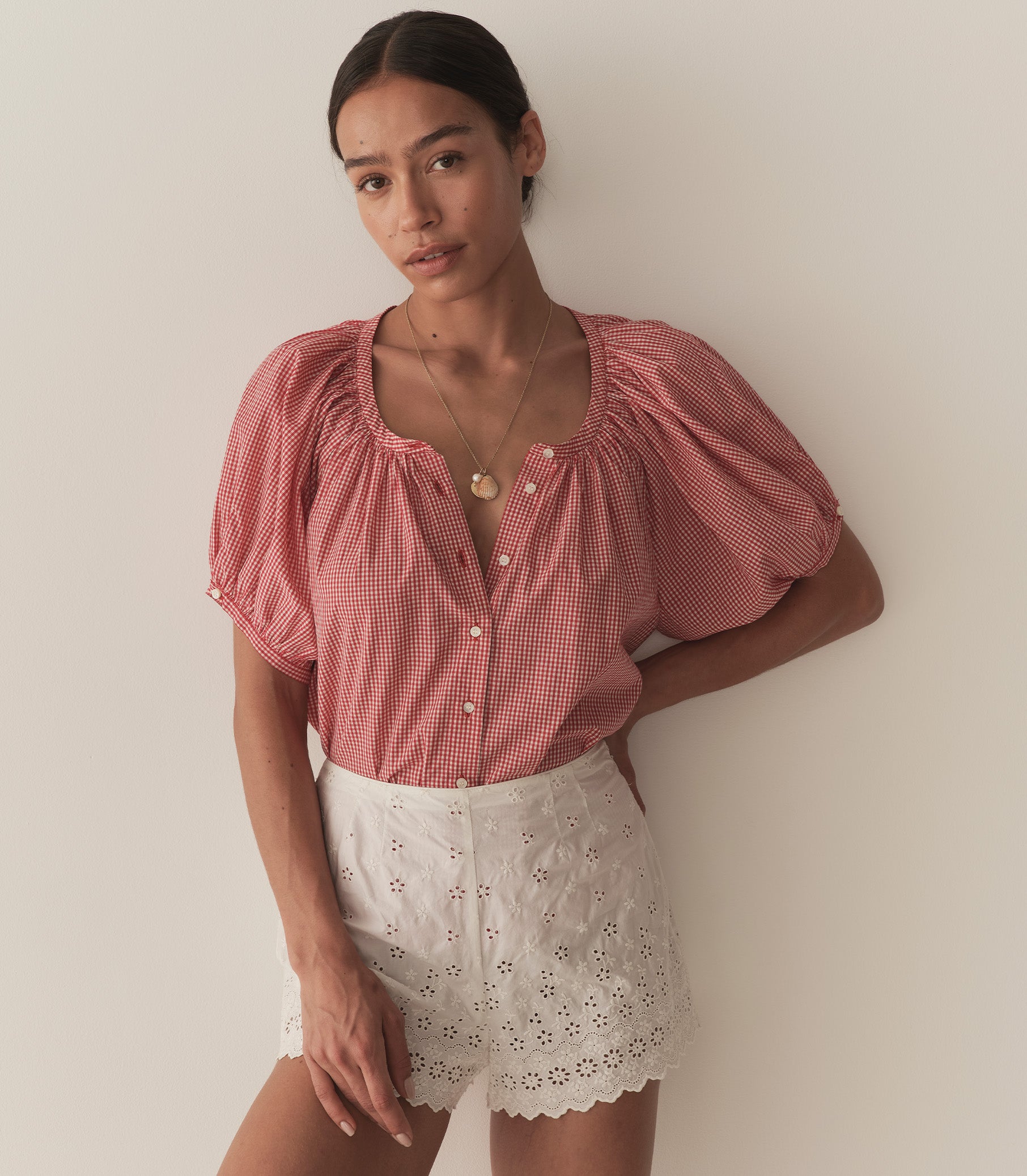 June Top -- Cerise Paris Gingham