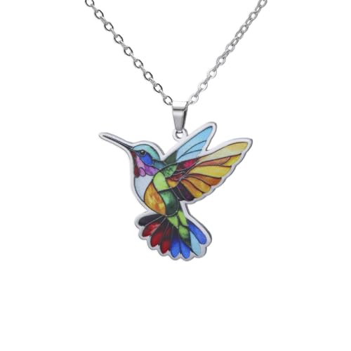 Amaxer Cute Enamel Hummingbird Pendant Necklaces for Women Adjustable Fashion Bird Jewellery Gifts for Women Girls (colorful)
