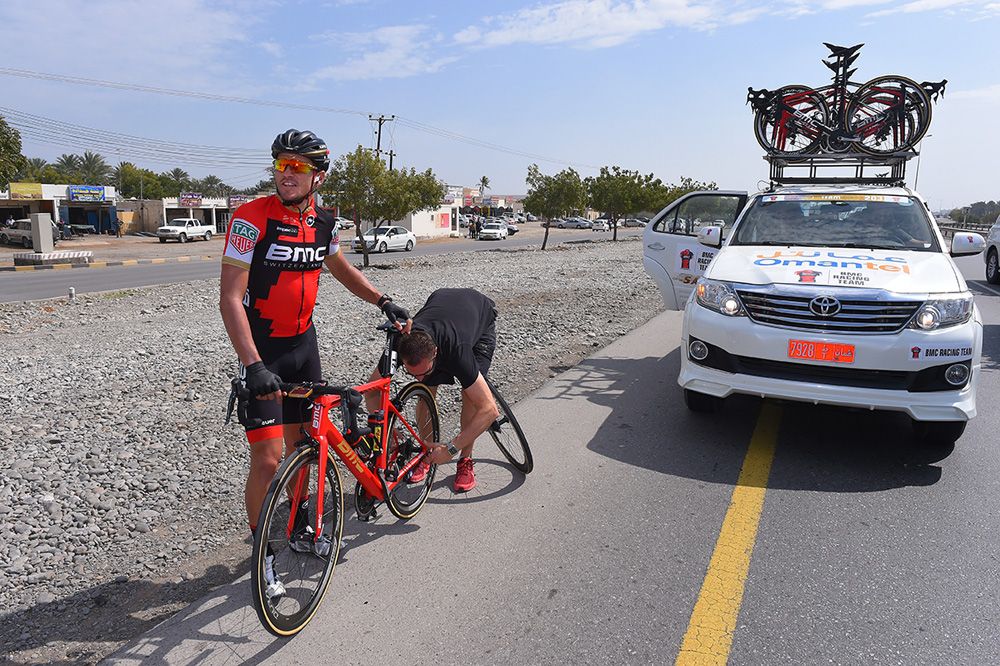 Greg Van Avermaet (BMC) suffered an early flat