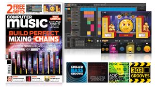the cover of Computer Music magazine alongside screengrabs of the interfaces of this month's software and samples