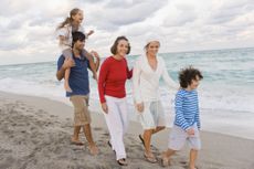 A multigenerational family on a Florida beach.