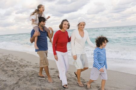 A multigenerational family on a Florida beach.