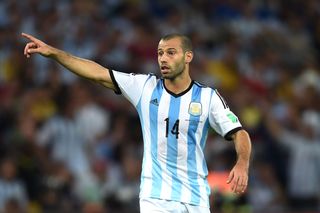 Javier Mascherano in action for Argentina against Bosnia and Herzegovina at the 2014 World Cup.
