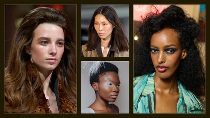 Collage of NYFW beauty trends 