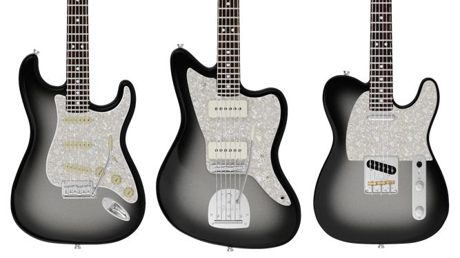 Fender Silverburst electric guitars