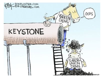 Political cartoon Keystone XL pipeline Democrats