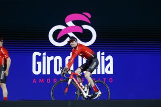 Tom Dumoulin rides onto stage for the 2019 Giro d'Italia presentation