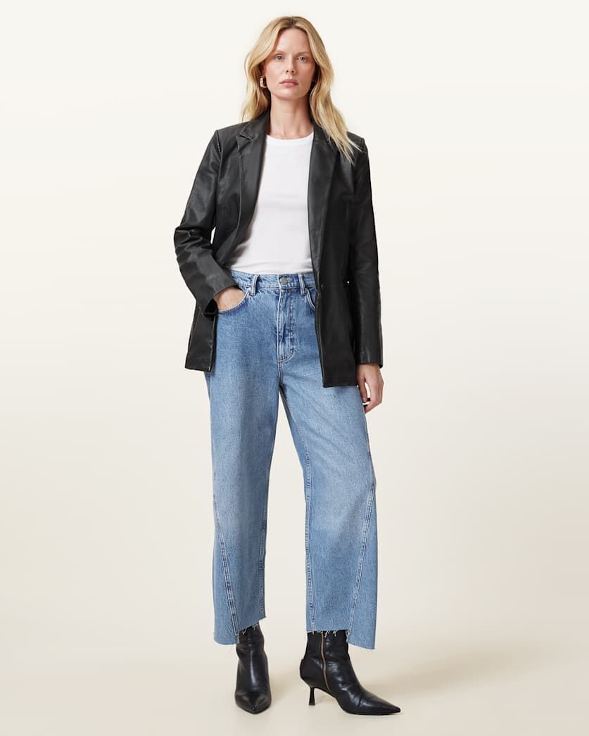 Deri Single Breasted Leather Blazer