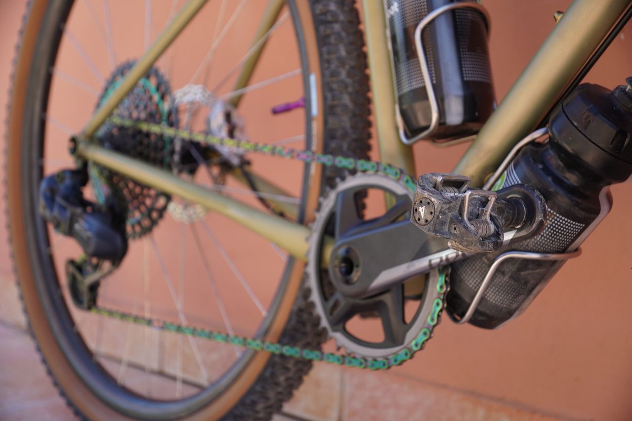 Image shows the tech on one of the bikes being ridden at the Atlas Mountain Race
