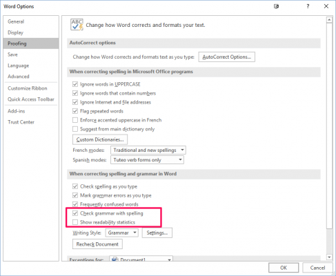 word readability options