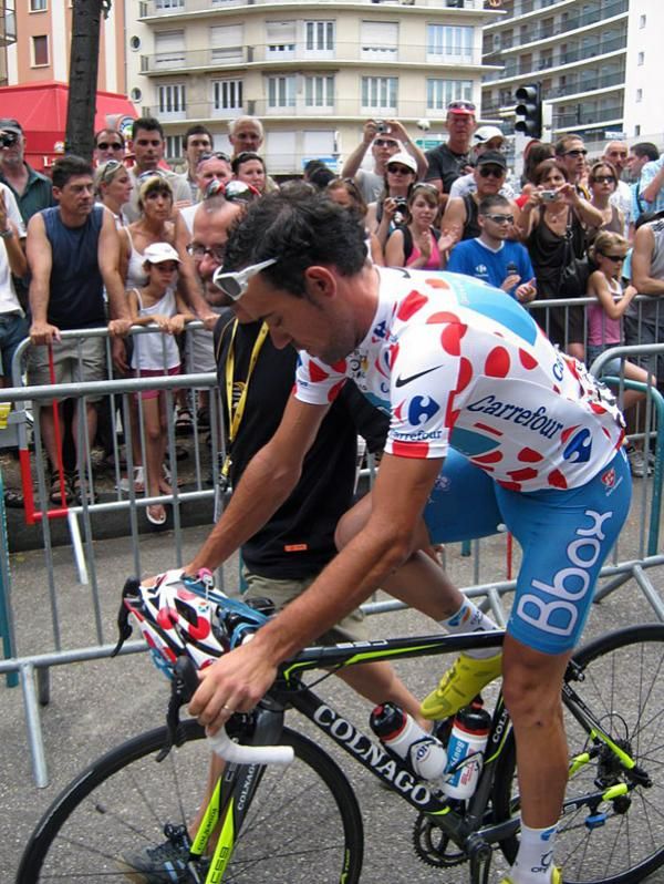 Anthony Charteau of Bbox Bouyges Telecom is in the polka-dot jersey.