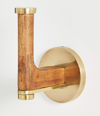 wooden and brass coat hook
