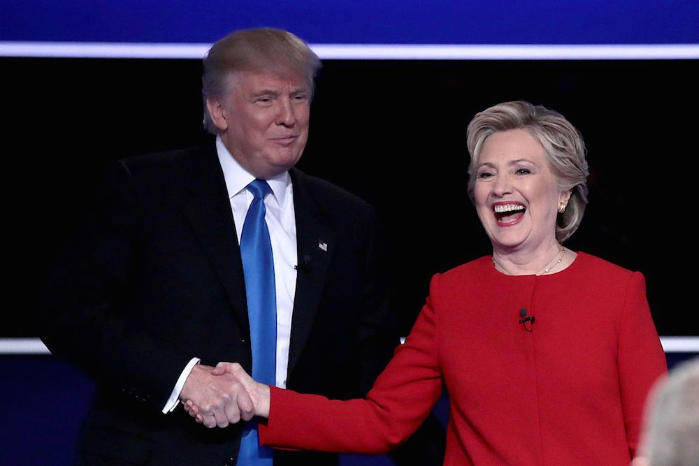 hillary clinton and donald trump shake hands