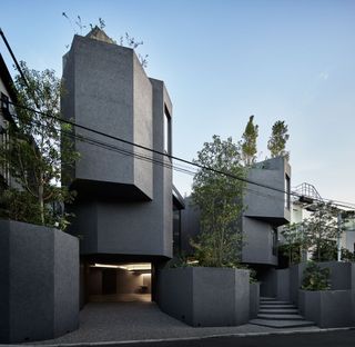 Grey building design by architect at Tokyo