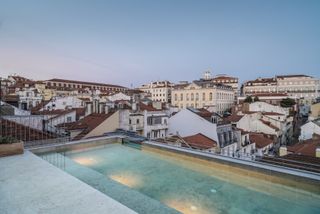Infinity pool at Verride Palacio Santa Catarina hotel, Lisbon, Portugal