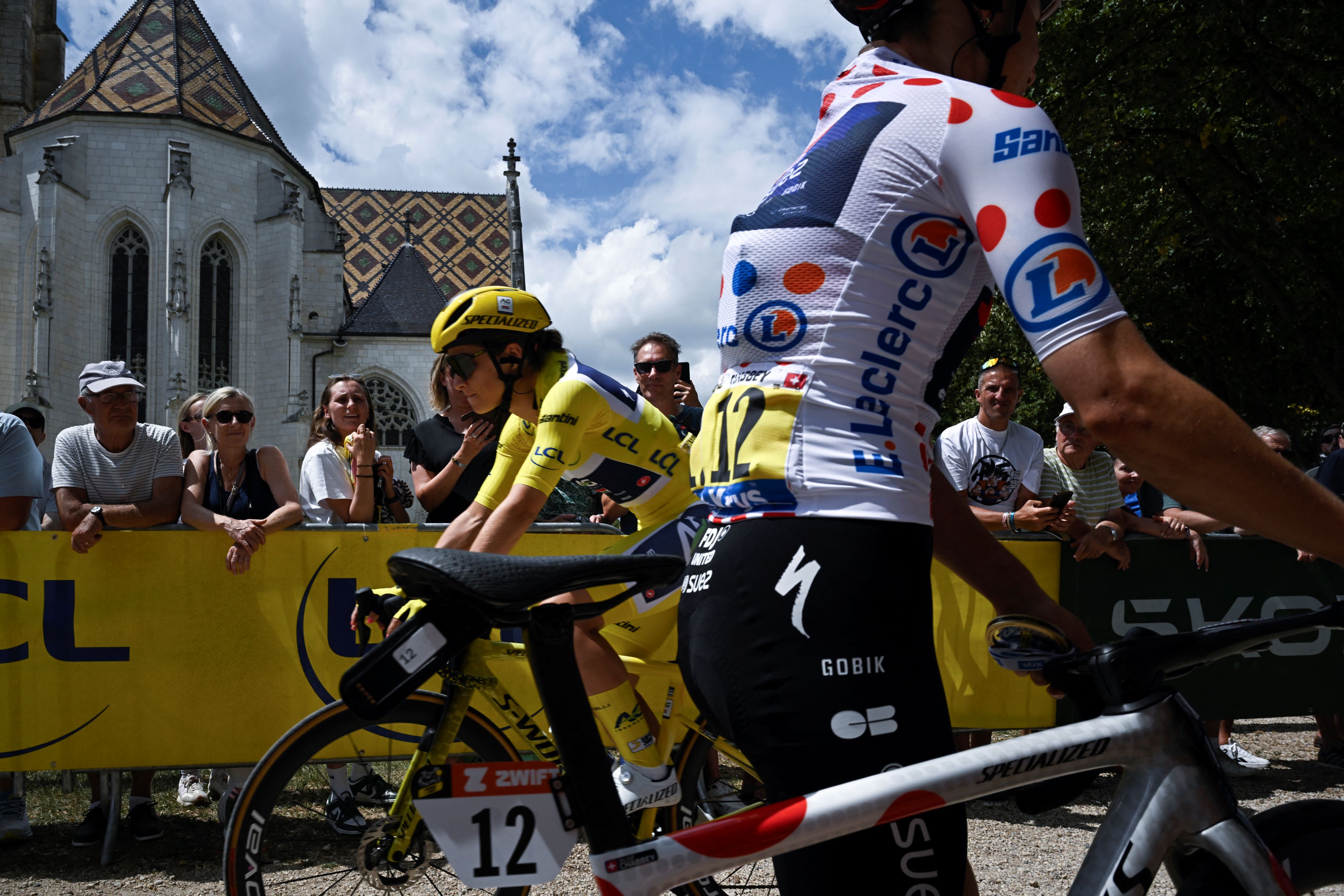 Kim Le Court and Elise Chabbey on stage 7 of the Tour de France Femmes 2025.