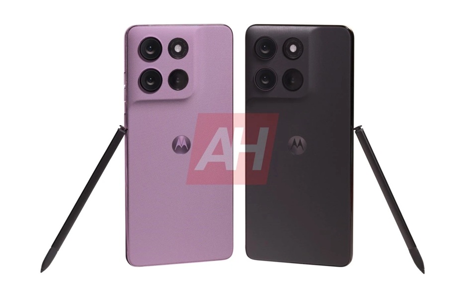 An alleged rendering of the Moto G Stylus 2026, where one model is in Lavender, while the other is in black.