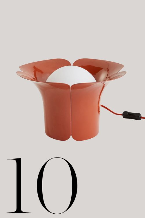 Tessen Metal & Opaline Glass Tulip Table Lamp