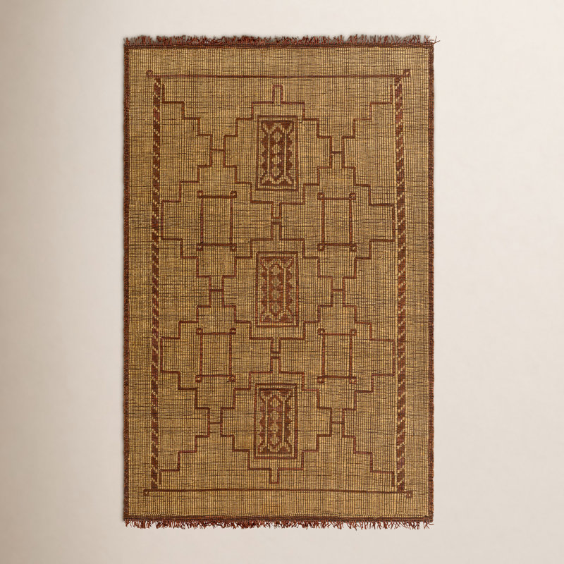 Birch Lane&amp;trade; Rectangle Sana Moroccan Handmade Flatweave Area Rug in Brown/camel | Wayfair