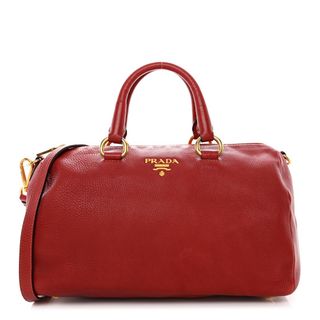 Prada Vitello Daino Top Handle Shoulder Bag Rosso