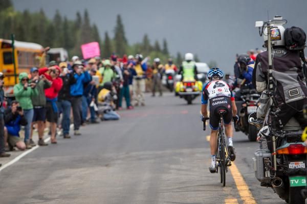 Tom Danielson (Garmin-Sharp) reaches the second to last KOM on his own.