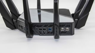Various ports on the Asus ROG Rapture GT-AXE16000
