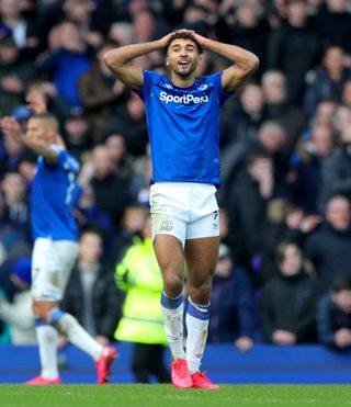 Dominic Calvert-Lewin reacts after his goal was ruled out by VAR