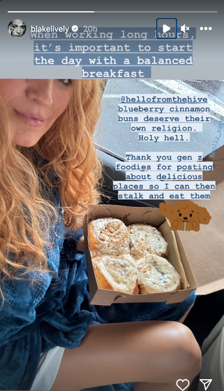Blake Lively jokes about her "balanced breakfast" on the set of her new movie, "It Ends With Us."