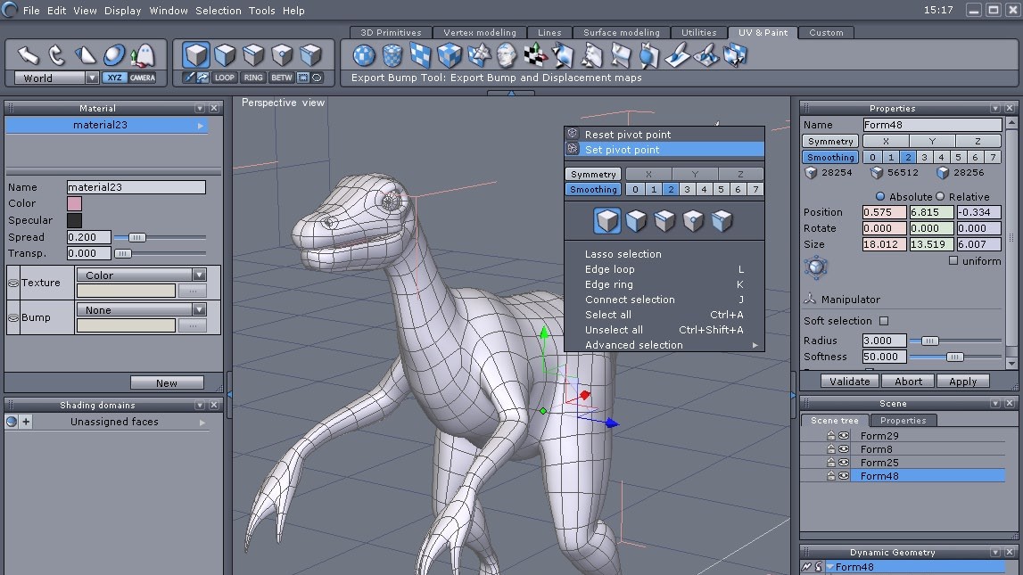 Dinosaur being designed in Hexagon interface