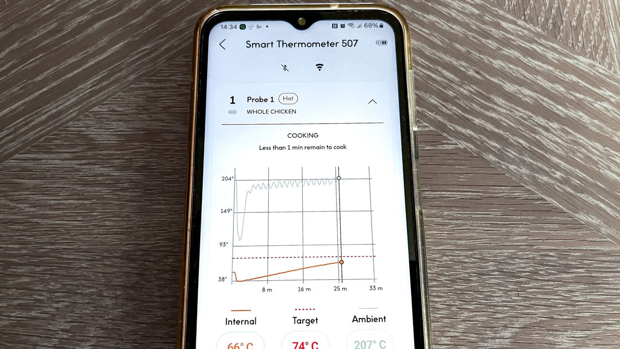 Chef iQ smart thermometer cooking a whole chicken