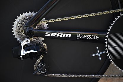 A SRAM groupset on a pro bike