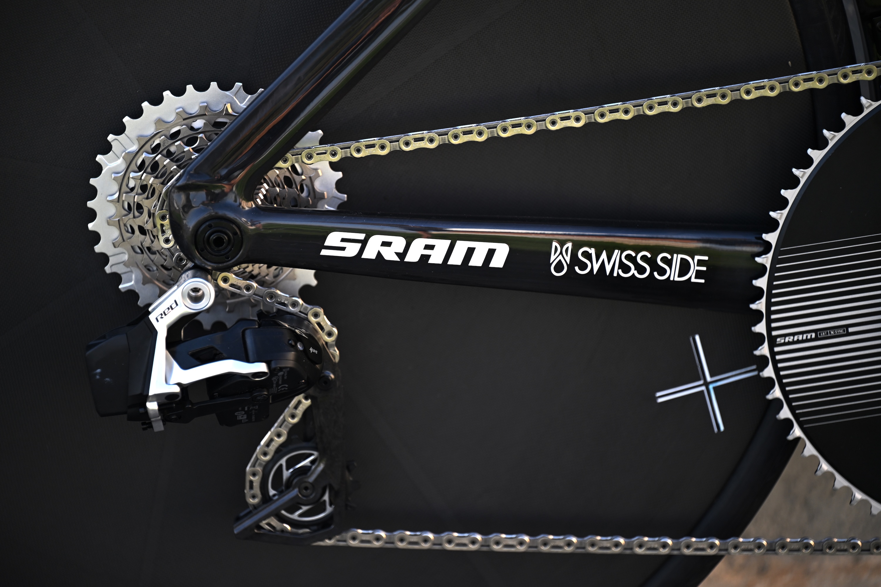 A SRAM groupset on a pro bike