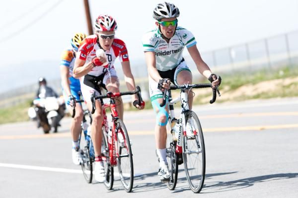 Eric Boily (Spidertech) takes his pull at the front of the break.