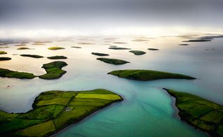 Many islands of Clew Bay in County Mayo, Republic of Ireland.