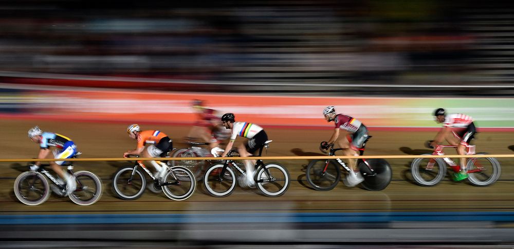 Competitors in the Six Day London Cycling at the Velodrom